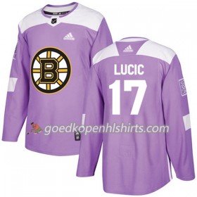 Boston Bruins Milan Lucic 17 Adidas 2017-2018 Purper Fights Cancer Practice Authentic Shirt - Mannen